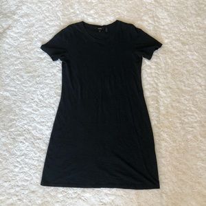 Theory Black Short Sleeve T-Shirt Dress Black Soft Knee-Length M